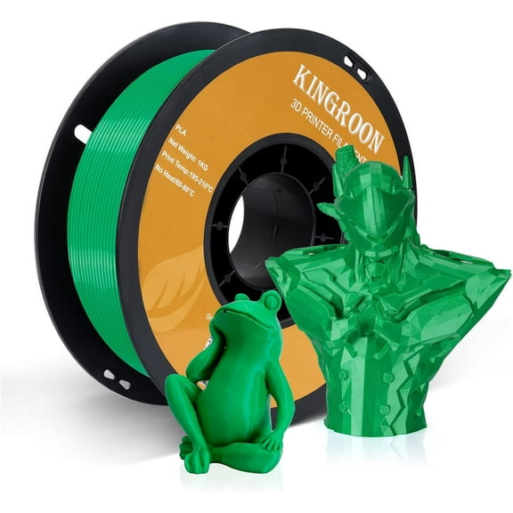Kingroon PLA 3D Printer Filament, Dimensional Accuracy  /- 0.02 mm, 1 kg Spool(2.2lbs), 1.75 mm，Green