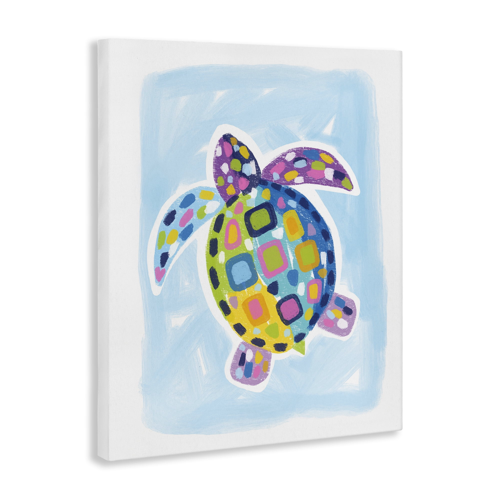 Stupell Industries Mosaic Turtle on Blue Animals & Insects Painting Gallery Wrapped Canvas Art Print Wall Art, 16 x 20