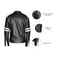 thumbnail image 4 of NomiLeather black leather jacket | mens leather jacket and genuine leather jacket men (Black With White Strip ) X-Small, 4 of 7