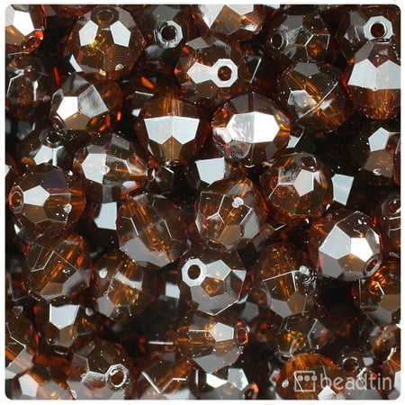 - BeadTin Root Beer Transparent 12mm Faceted Round Craft Beads (150pcs)