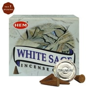 Trumiri Incense Cone Holder Bundle with Hem White Sage Incense Cones - Pack of 1 (approx 10 Cones)