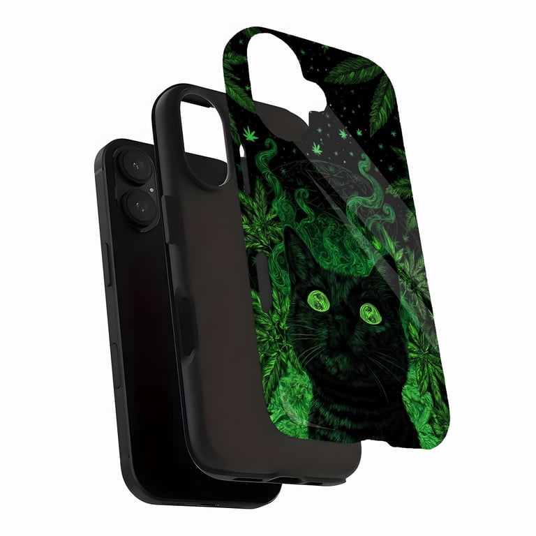 Edgy Dark Cat Phone Case for Gothic Punk Lovers with Weed Leaf Design -  Compatible with iPhone 11/12/13/14/15/16 (Pro Max/Plus) - Walmart.com