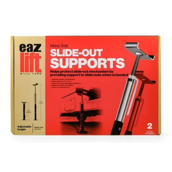 Eaz Lift Slide Out Stabilizer 48866 Adjustable From 19 Inch to 47 Inch Height; Can Support Up To 5000 Pounds Each; Universal Fit Top; With Space Saving Handle and Tethered Pin; Rust Resistant Steel