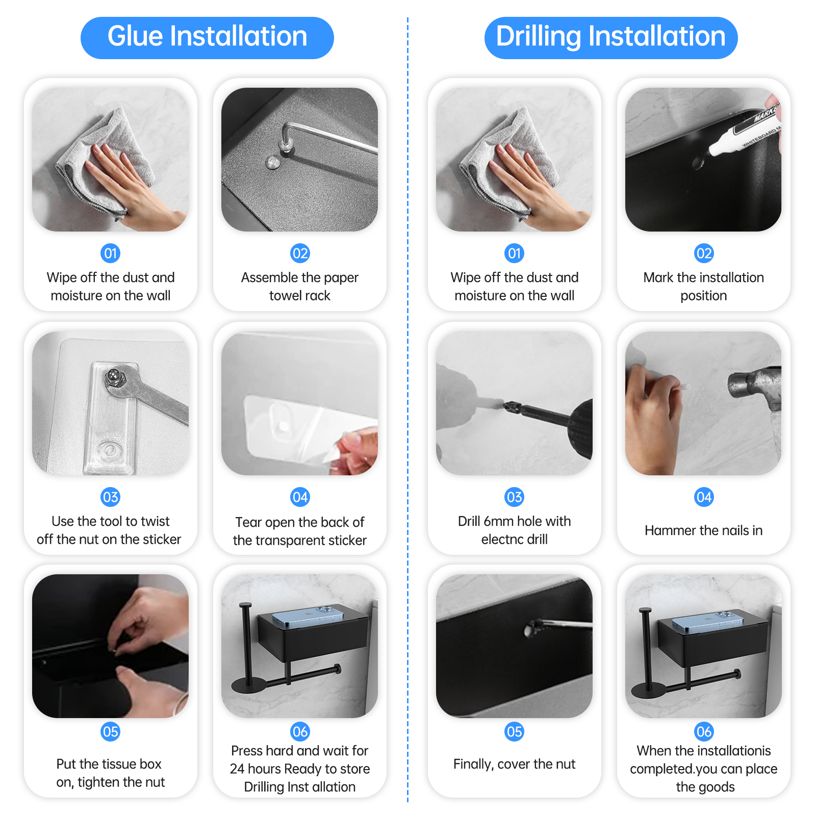 Goaxuzt Toilet Paper Holder Wall Mount Stainless Steel Shelf with Toilet Roll Storage & Wipes Dispenser for Bathroom
