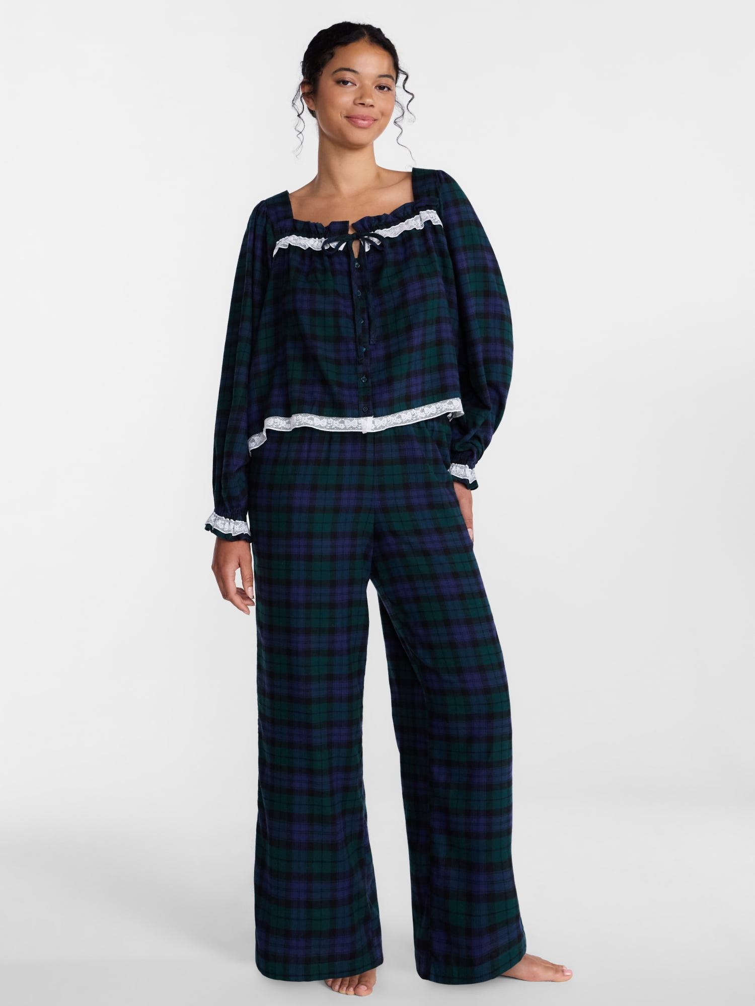 Joyspun Women's Flannel Sleep Pants, 30” Inseam, Sizes XS-3X