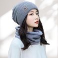 thumbnail image 5 of Xinwanna 2 Pcs/Set Lady Winter Beanie Scarf Sert Knitted Elastic Ear Protection Brimless Windproof Cap Neck Wrap Set Outdoor Cycling Skiing Headwear (Black), 5 of 13