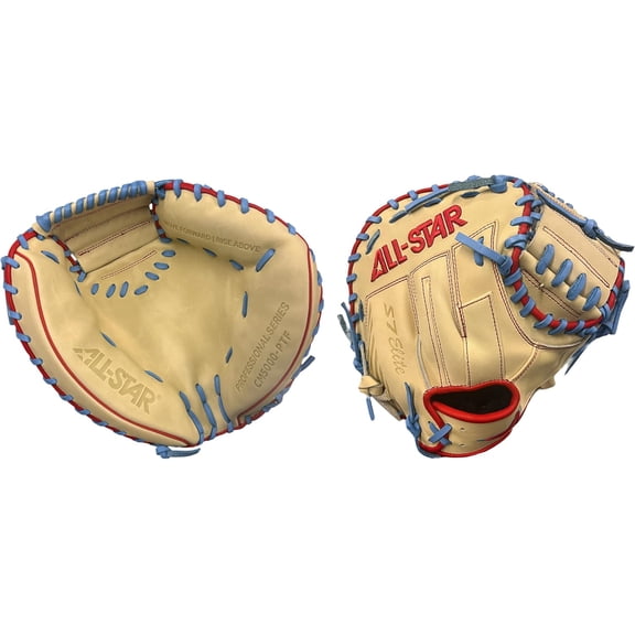 All Star S7 Elite 33A Baseball Catcheratms Glove 2-Piece Closed Tan/Blue 33 Right Hand