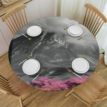 

ONETECH Flowers Round Tablecloth Waterproof 100% Polyester Fiber for Dining Table Decoration 46-50