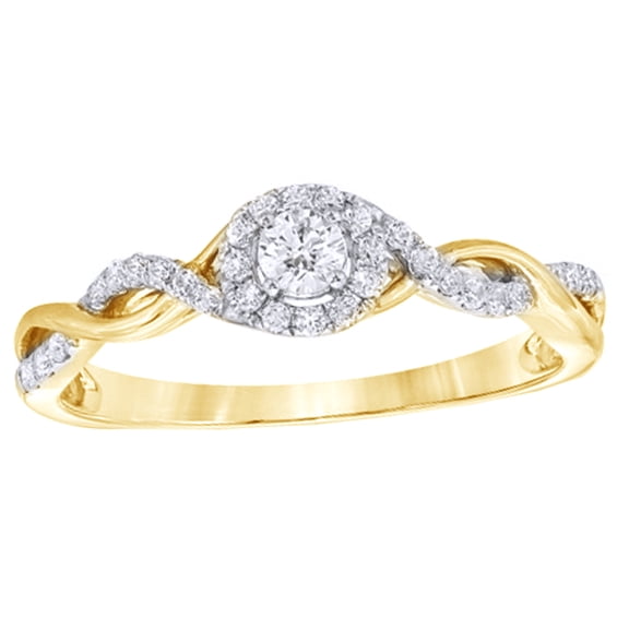 AFFY White Natural Diamond Entwined Promise Ring in 10K Yellow Gold