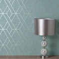 thumbnail image 3 of Malcolm Teal Geo Wallpaper, 20.5-in by 33-ft, 56.38 sq. ft, 3 of 5