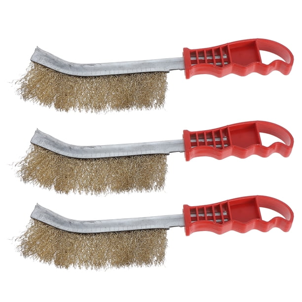 Cepillo de limpieza de alambre de 3 piezas con mango, cepillo industrial de acero inoxidable para barbacoa, mango largo, resistente, accesorio para barbacoa, herramienta para parrilla al aire libre.