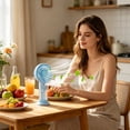 thumbnail image 3 of MMJ Portable Fan Handheld Misting Mini Rechargeable Spray Cooler Detachable Base USB Quiet Motor 6.38x3.03x2.60in Travel Outdoor Desk Summer, 3 of 7