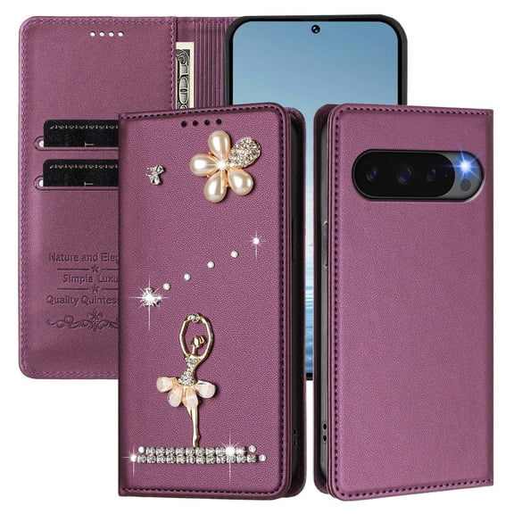 Tianyeda for Google Pixel 10 Case, PU Leather Wallet Case with RFID Blocking Card Holder Purple