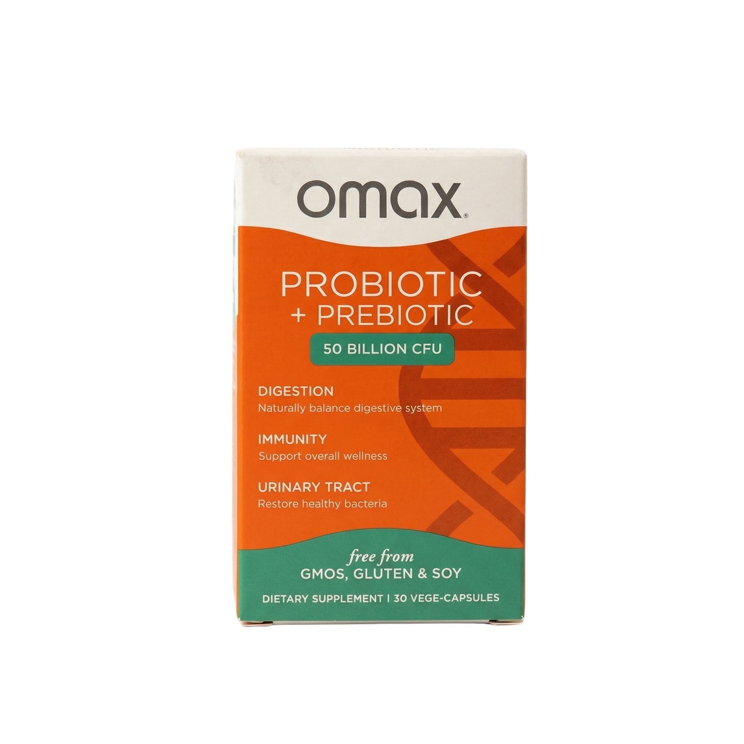 Omax Daily Probiotic & Prebiotic, 50 Billion CFU, Vegan, Dairy & Gluten Free, 30 Capsules, Adults