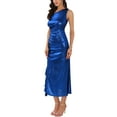 thumbnail image 4 of INSPIRE CHIC Women's One Shoulder Dress Sparkly Ruched Ruffle Bodycon Cocktail Dress XL Blue, 4 of 6