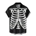 thumbnail image 5 of Halloween Shirts for Men Stylish Cat Skeleton Printed Short Sleeve Button Down Lapel Tops Comfortable Fall Daily Wear Mens Shirts White XXXL, 5 of 5