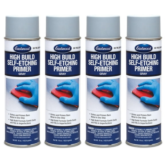 Eastwood High Build Self Etching Primer Gray Aerosol for Bare Metal Acid-Etching Formula 4 Pack
