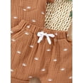 thumbnail image 6 of Liacowi 2 Pcs Baby Boy Girl Summer Outfit Sets Cotton Linen Sun Pattern Short Sleeve Tops Drawstring Waist Shorts, 6 of 8