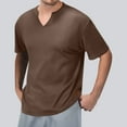 thumbnail image 2 of T-Shirts Shirts For Men Qiggri Men's Casual Solid Color Vertical Texture Short Sleeved V-neck Shirt Mens Shirts Casual Stylish, 2 of 5