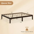 thumbnail image 3 of Costway Queen Size Wooden Platform Bed Frame 14" with Rubber Wood Legs Under-bed Storage Brown, 3 of 9