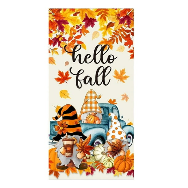 Fondo de tela de poliéster para puerta con diseño de castillo de calabaza de Acción de Gracias, decoración de 35,43 x 70,87 pulgadas, para colgar en la puerta, decoración festiva de temporada para la