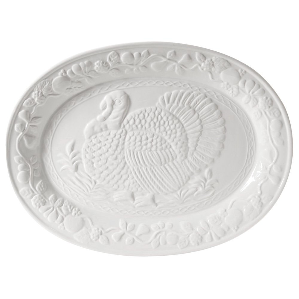 Gibson Home Turkey 18.75" Platter Oval White Durastone Walmart