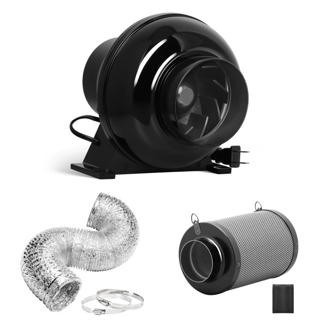 Kit de ventilación iPower de 4 pulgadas y 195 CFM con filtro de carbono