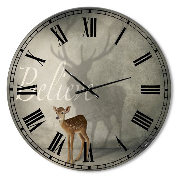 Designart 'Believe Shadow III' Oversized Cottage Wall Clock