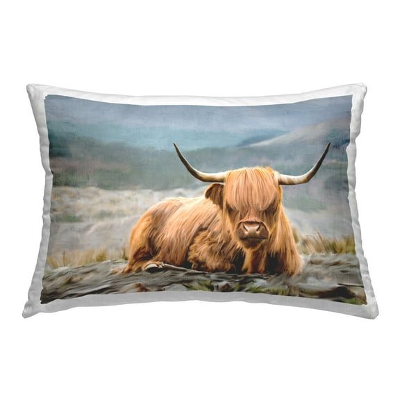 Stupell Industries Windswept Highland Cow Decorative Printed Throw Pillow Design by Kim Allen