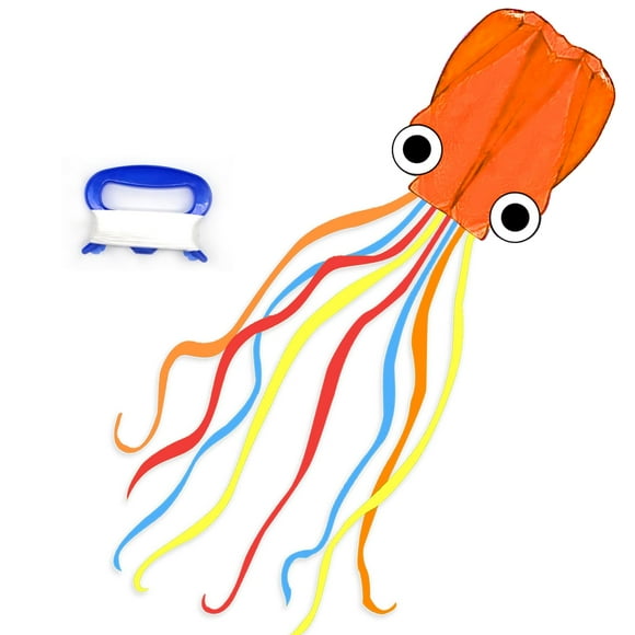 Octopus Kite for Kids and Adults, Large 3D Software Octopus Kites with Long Tails, Huge Easy Flyer Kites for Beach Trip Family Games and Activities (Orange)