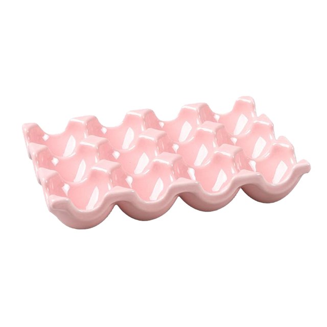 Ceramic Egg Box Egg Tray Holder Non Slip Egg Storage Organizer for Fridge Refrigerator Kitchen Worktop Countertop Decorative Accessories Holds 12 Chicken Eggs