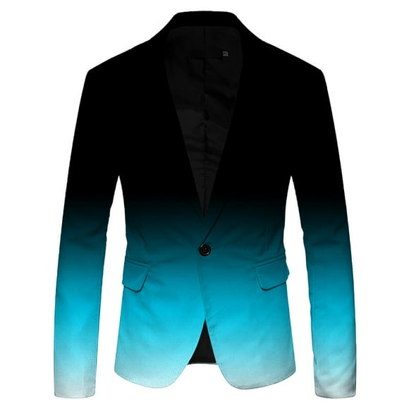 toraway Men Suit Set for Wedding Men's 3D Gradient Color Suit Jacket Printed Pocket Lapel Button up Suit Jacket Suit Style Three S
