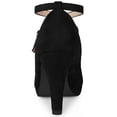 thumbnail image 2 of BLISSFUL STEP Women's Shoes Platform Round Toe Cross Strap Buckle Closure Stiletto Heel  Mary Jane Pumps Black 6, 2 of 7