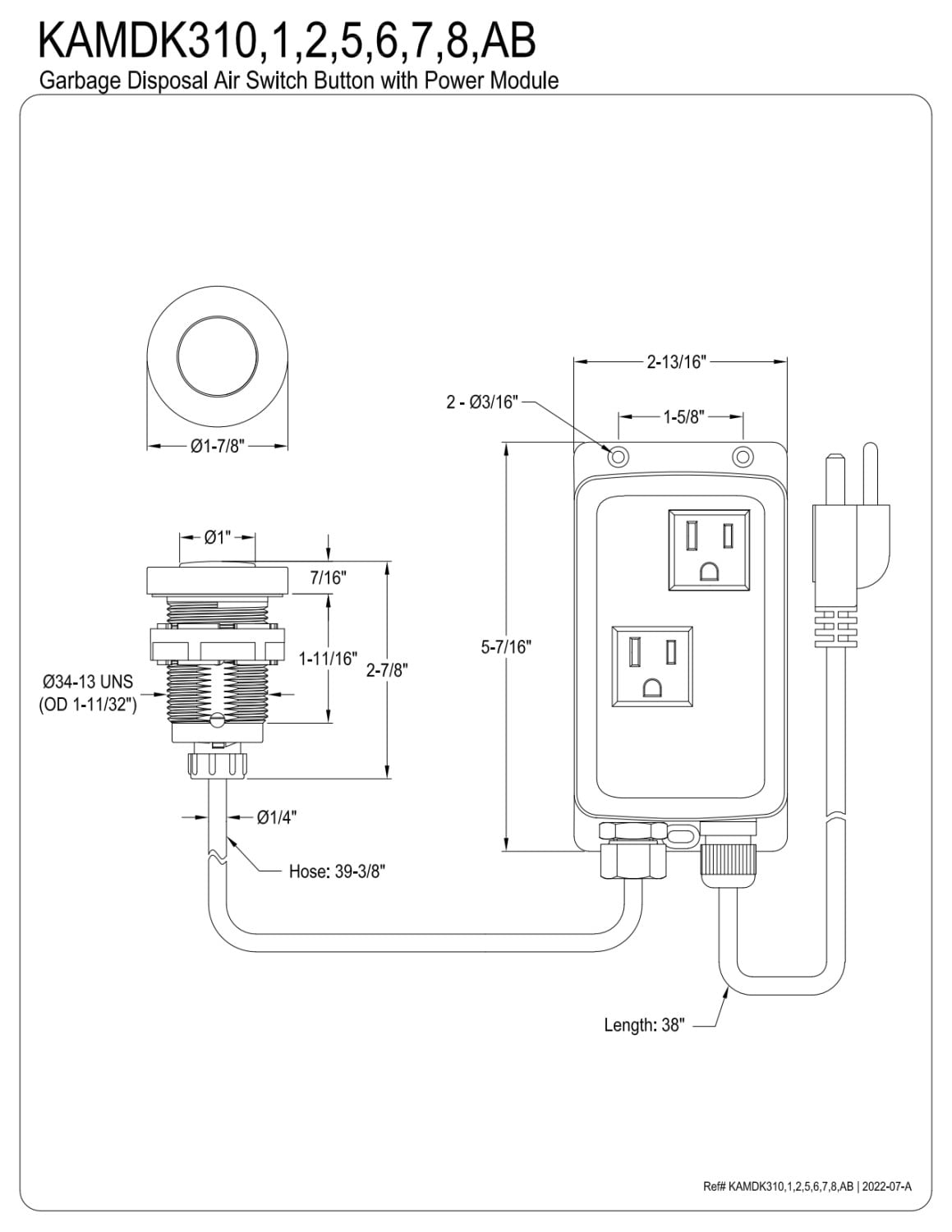 Kingston Brass KAMDK312 Gourmetier Dual Outlet Garbage Disposal Air Switch Kit, Polished Brass