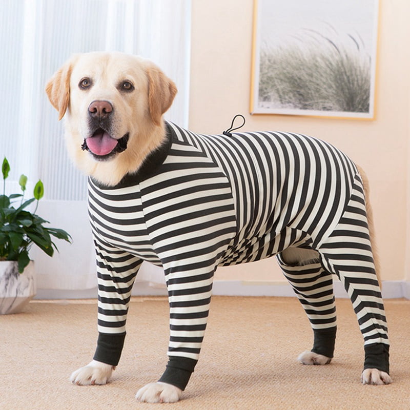 Large Dog Pajamas Lightweight Stretch Stripe Dog Onesie Clothing