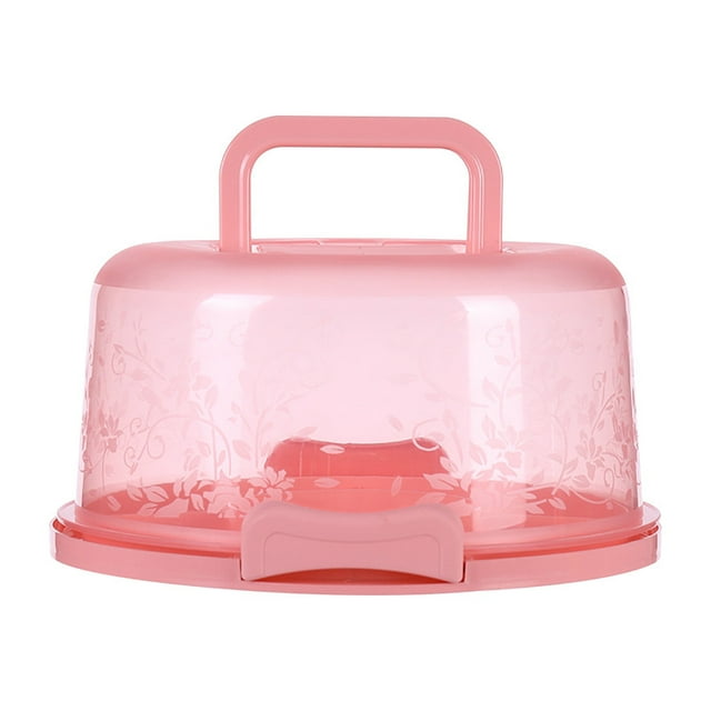 XIAOLE - Soporte para tartas con tapa y asa, 2 en 1, multiusos, apto para tartas de 23 cm o 7 cupcakes, bandeja para servir, recipiente portátil para tartas de queso, color rosa