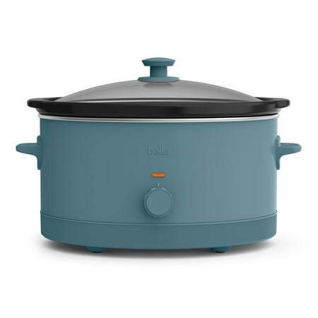bella 6 Qt Manual Slow Cooker with 3 Temperature Settings, Ceramic Nonstick Coating, Dishwasher Safe Stoneware Pot & Tempered Glass Lid, Surf