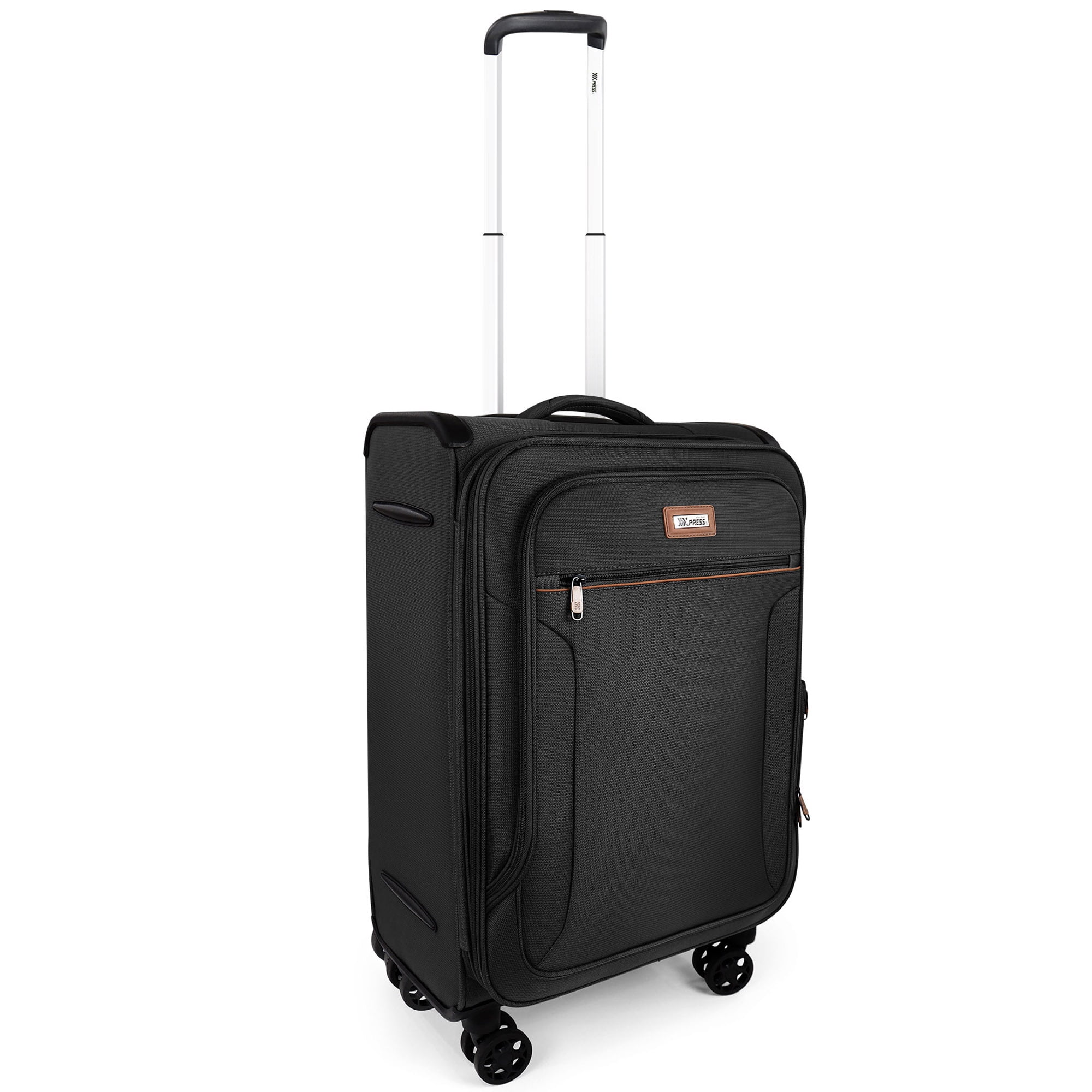 20 inch Softside Carry-on Luggage for Airplane Expandable Spinner Suitcase with TSA Lock, Black - XJ1907