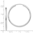 thumbnail image 2 of 14k White Gold Hollow tube 2mm Polished Endless Hoop Earrings 35x35mm Wide 2mm Thick Hoop Earring for Women, 2 of 2
