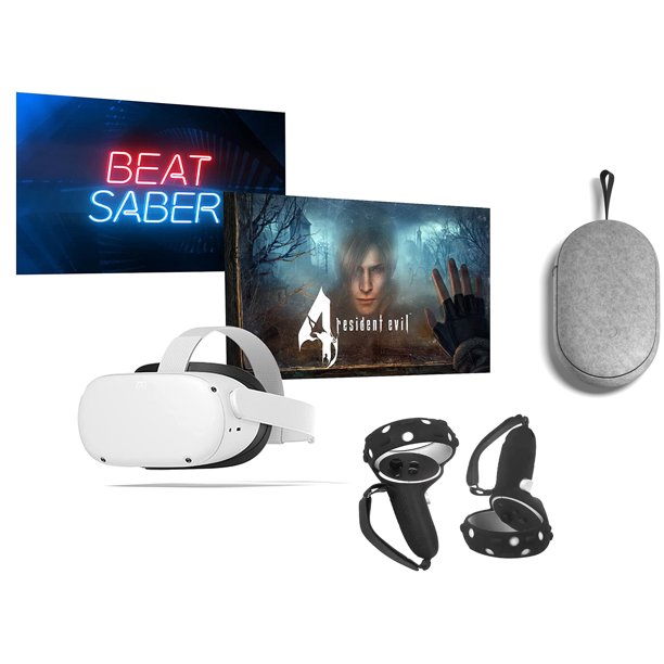 Meta Quest 2 Advanced All In One Virtual Reality Headset 128 Gb With Resident Evil 4 And Beat Saber Quest 2 Oculus Carrying Case And Mazepoly Accessories Walmart Com