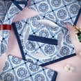thumbnail image 5 of Fingercraft Cloth Napkin, Cotton Linen Blend Printed Table Napkins, Soft and Absorbent Fabric, 12 piece , 20x20In Medallion Blue, 5 of 7