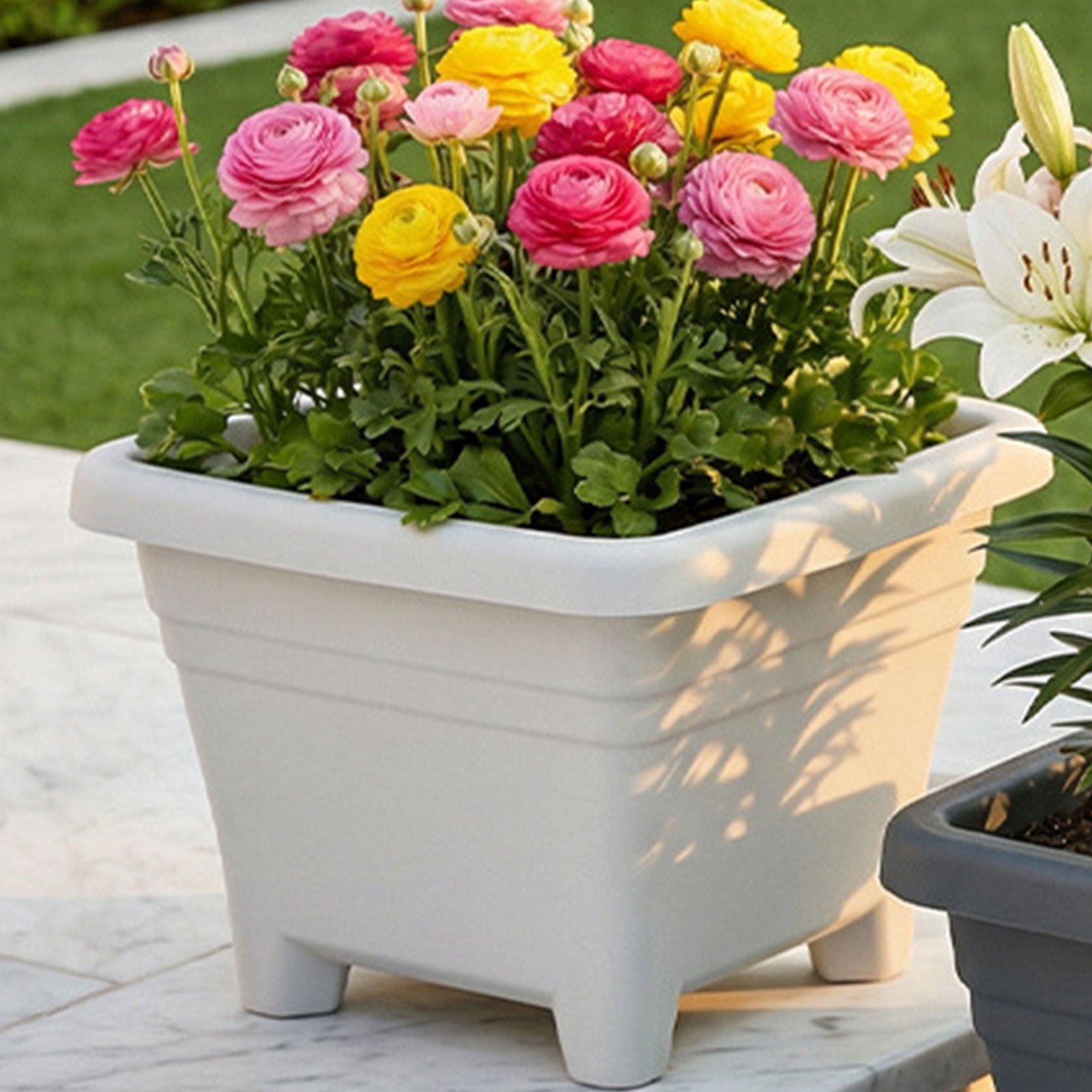 Large Square Plastic Planter, 11" x 11" Breathable Root Control Pot for Indoor & Outdoor Gardening