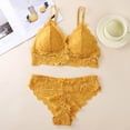 thumbnail image 2 of VBTAPA Womens Underwear 2 Piece Set Push Up Scallop Floral Lace Sheer Lingerie Set for Women Bra and Panty 2 Piece Yellow M, 2 of 7