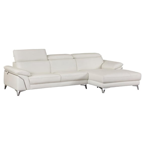 Titan Furnishings Modern Genuine Italian Leather Sectional in White