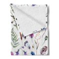 thumbnail image 2 of Thistle Soft Flannel Fleece Throw Blanket, Spring Theme Hand-Drawn Aquarelle Style Wildflowers Pattern on White Background, Cozy Plush for Indoor and Outdoor Use, 70" x 90", Multicolor, by Ambesonne, 2 of 5