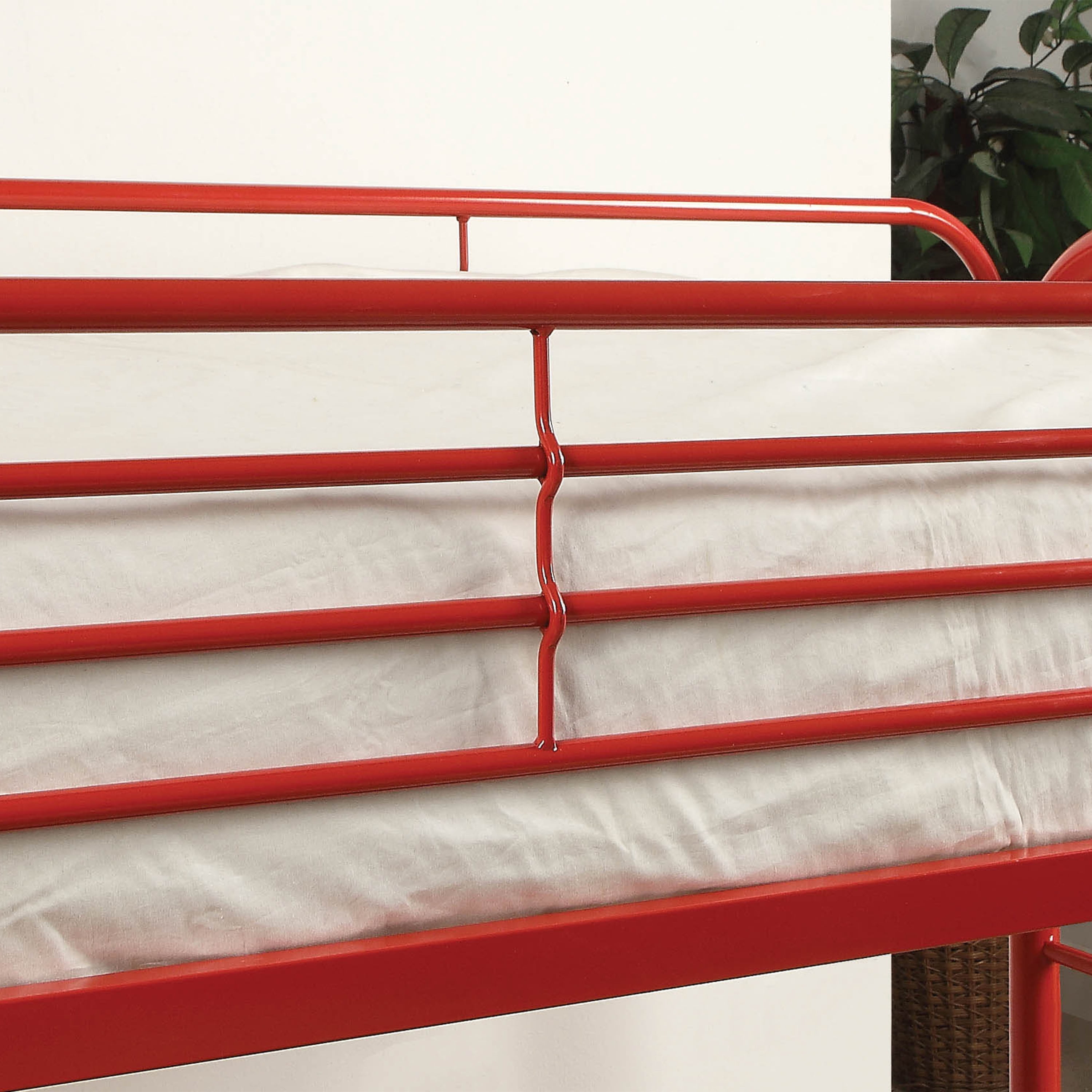 Furniture of America Wade Transitional Metal Bunk Bed, Twin/Twin, Red