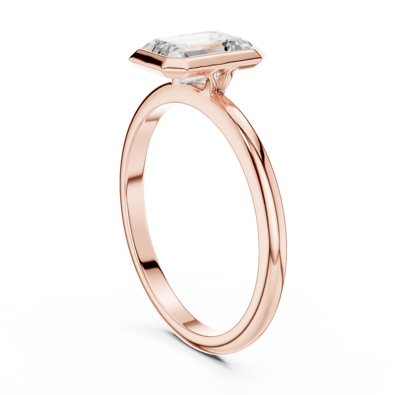 Zuwelria Luxurious Promise Ring | 1.00 Carat Emerald Cut Moissanite Diamond Ring for Engagement | D/VVS1 Solitaire Ring for Wedding | 18K Rose Gold over Silver Size 5