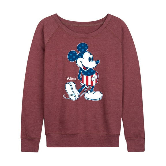 Disney - Americana - Mickey Flag Pattern - Women's Lightweight French Terry Long Sleeve Shirt