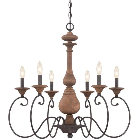 Traditional Six Light Chandelier in Rustic Black Finish Bailey Street Home 71-Bel-1809259