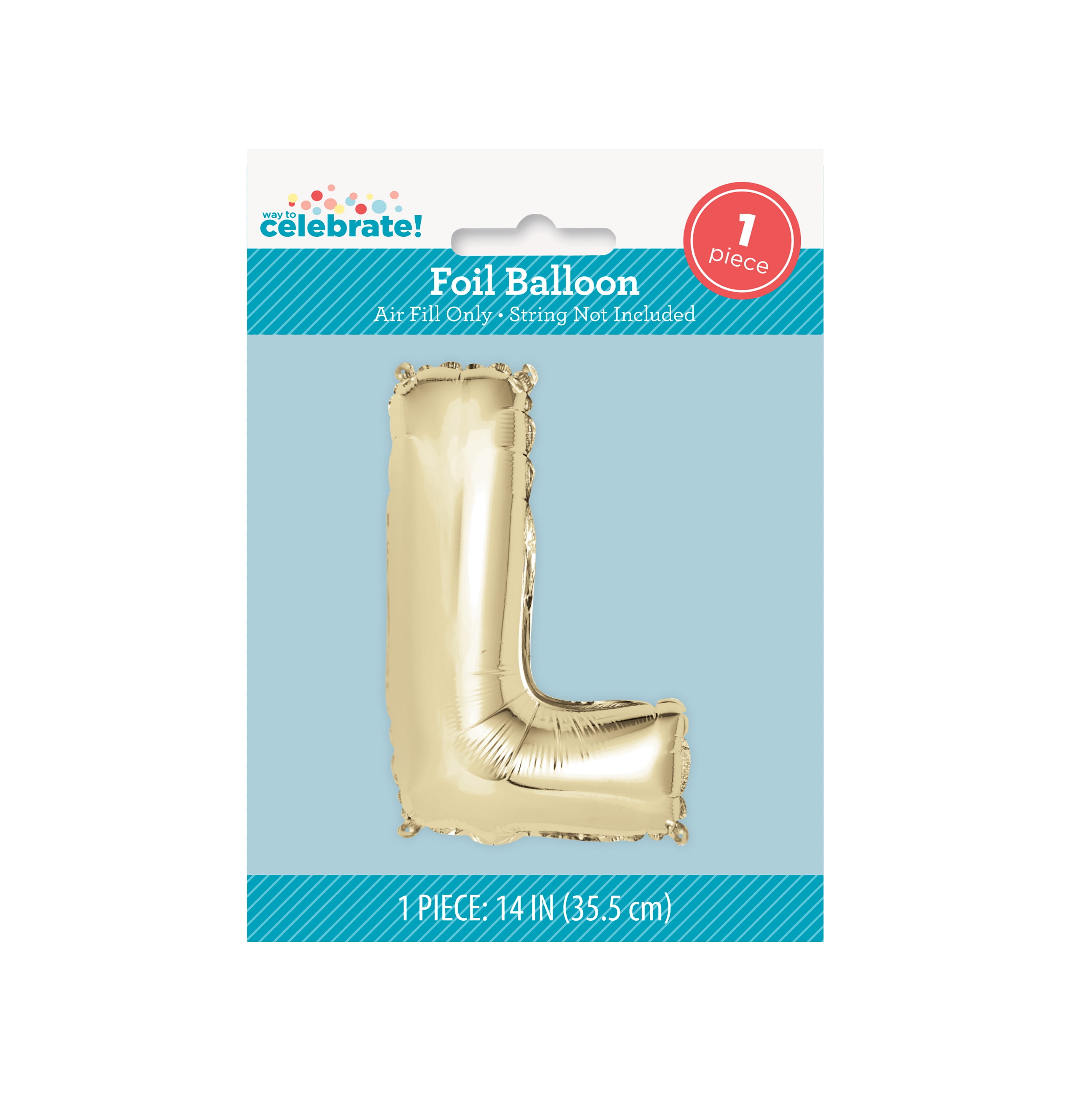 Way To Celebrate! Foil Party Letter Balloon, "L", Gold, 14in - Walmart.com